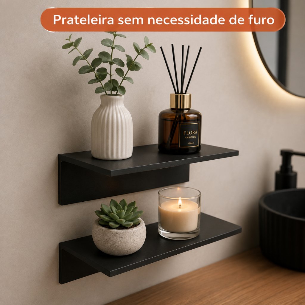 Prateleira Minimalista Organizadora para Banheiro, Escritório, Sala, Quarto e Decoração