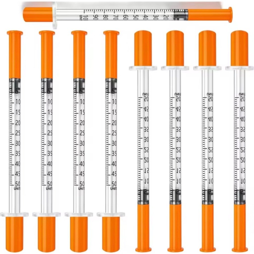 Seringa Insulina 1ml Fixa Agulha Fina Ultrafina 0,25mm x 6mm Graduada Estéril Descartável 100ui 31g