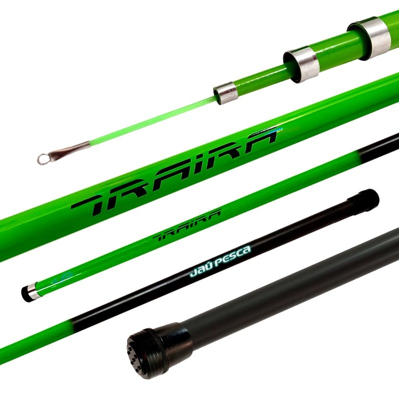Vara Telescópica Gomo Longo Traíra – Anéis de Aço | Disponível 3 m / 4 m / 5 m / 6 m – Verde Limão