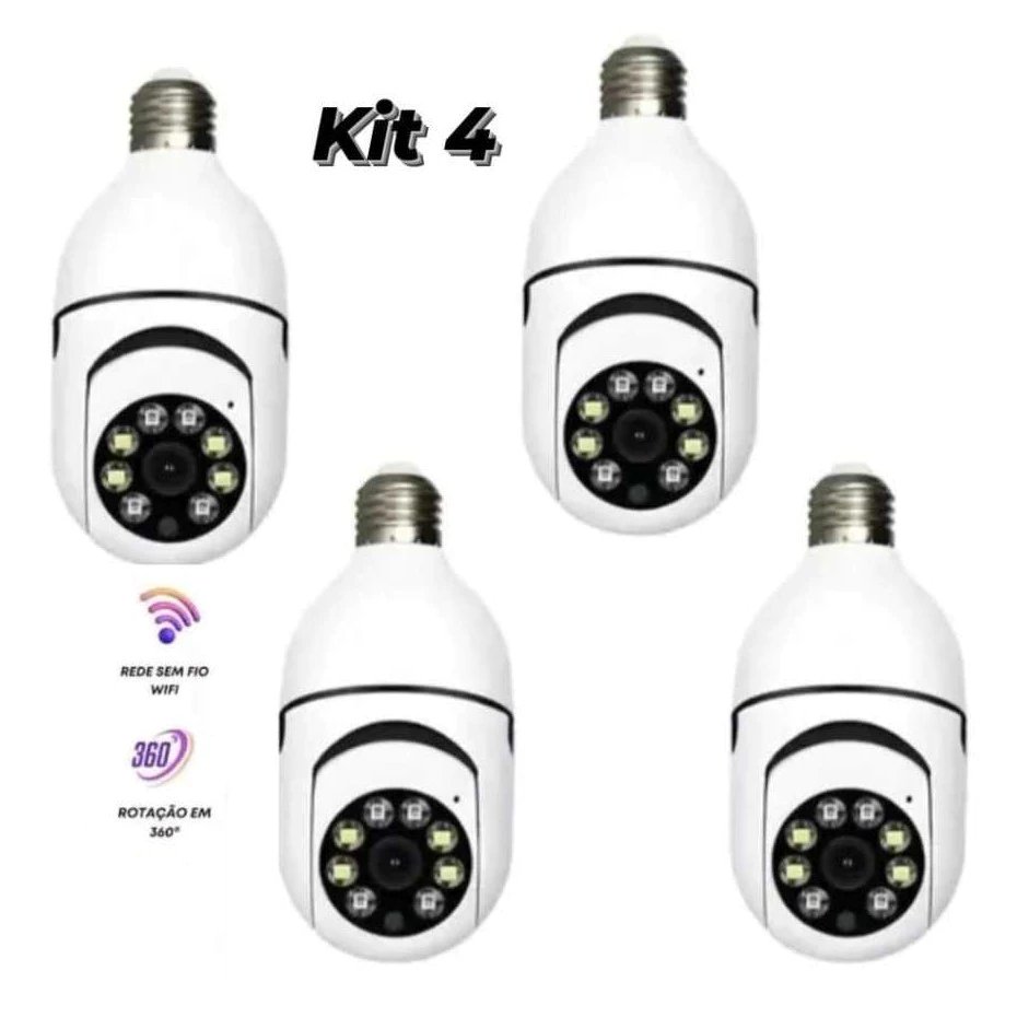 Conjunto De 4 Câmeras  À Prova D'água Sem Fio IP65 Com WiFi De 2.4 GHz , Rastreamento Automático De Movimento